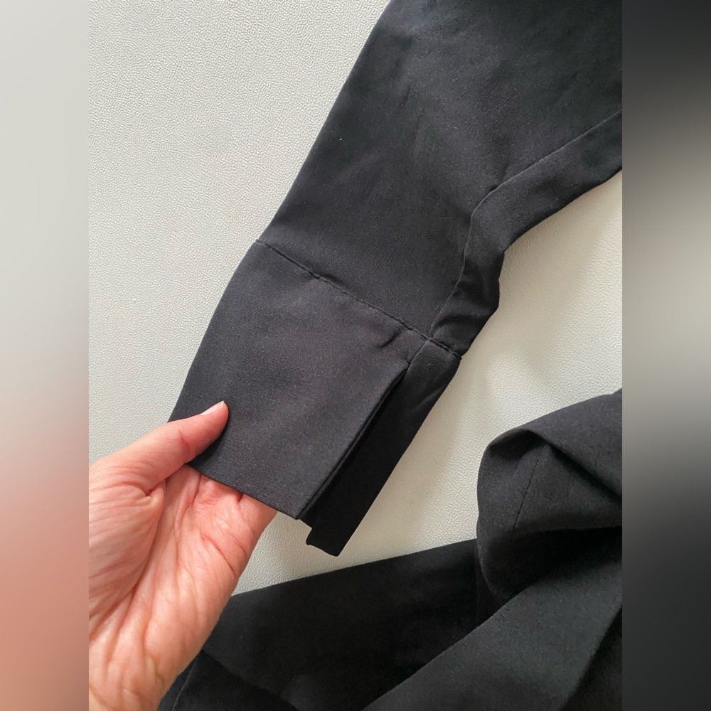 Zara Black Cut Out Midi Dress cotton blend one long sleeve Pleated knot ZW NWT - Picture 15 of 16